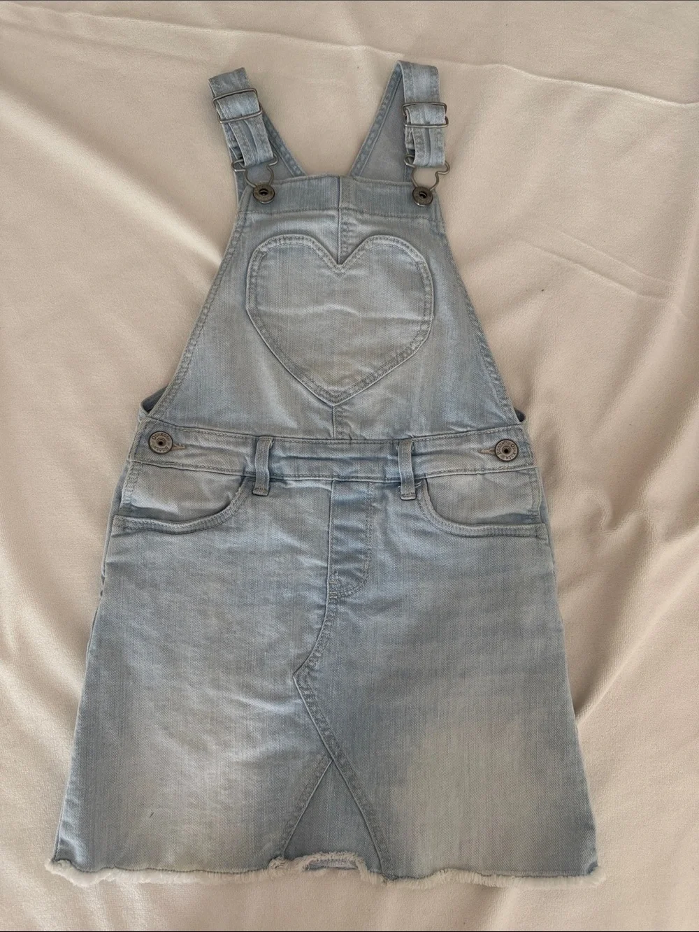 OshKosh B'gosh Light Blue Denim Heart Bib Overall Dress